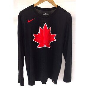 Nike Legends Long Sleeve Team Canada Dri-Fit Shirt Hockey Black  Size Large